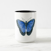 Blaue Morpho-Schmetterling-Aquarellmalerei Tasse (Zentrum)