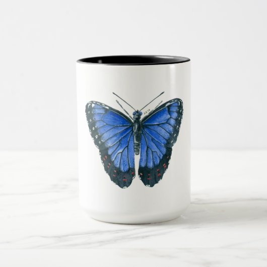 Blaue Morpho-Schmetterling-Aquarellmalerei Tasse (Zentrum)