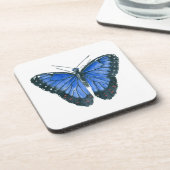Blaue Morpho-Schmetterling-Aquarellmalerei Untersetzer (Linke Seite)