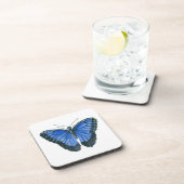Blaue Morpho-Schmetterling-Aquarellmalerei Untersetzer (Rechte Seite)