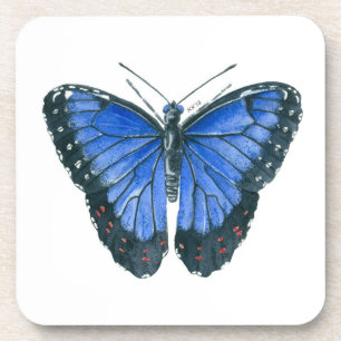 Blaue Morpho-Schmetterling-Aquarellmalerei Untersetzer