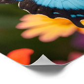 Blaue Morpho-Schmetterling Florale Botanische Foto Poster (Ecke)
