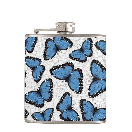 Blaue Morpho-Schmetterlinge Flachmann (Vorderseite)