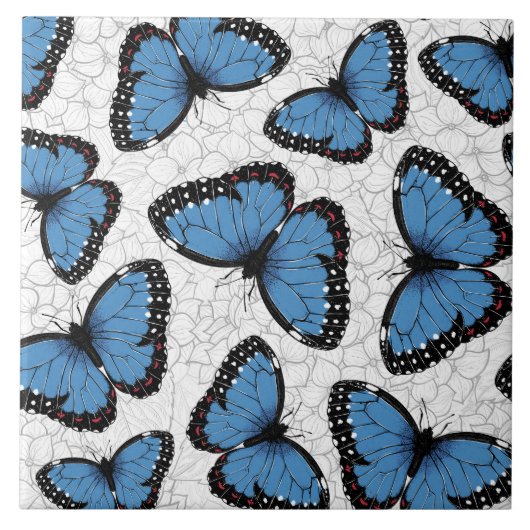 Blaue Morpho-Schmetterlinge Fliese (Vorderseite)