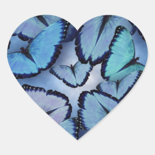 Blaue Morpho Schmetterlinge Herz-Aufkleber