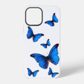 Blaue Morpho Schmetterlinge im Flug iPhone Hülle (Rückseite)