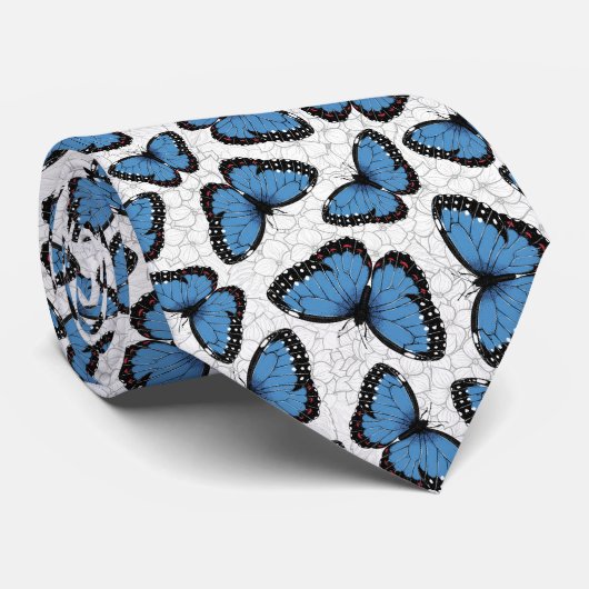 Blaue Morpho-Schmetterlinge Krawatte (Gerollt)