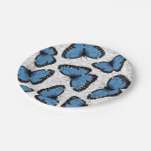 Blaue Morpho-Schmetterlinge Pappteller (Schrägansicht)