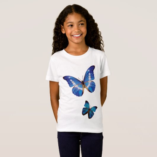 Blaue Morpho Schmetterlinge T-Shirt (Vorne ganz)