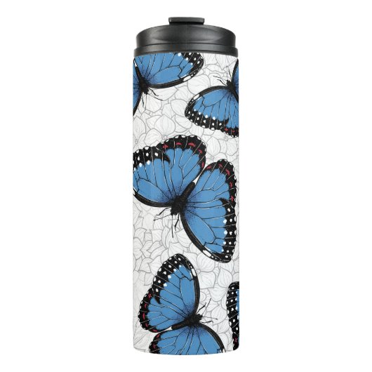 Blaue Morpho-Schmetterlinge Thermosbecher (Vorderseite)