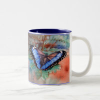 Blaue Morpho Watercolor-Dankbarkeits-Tasse