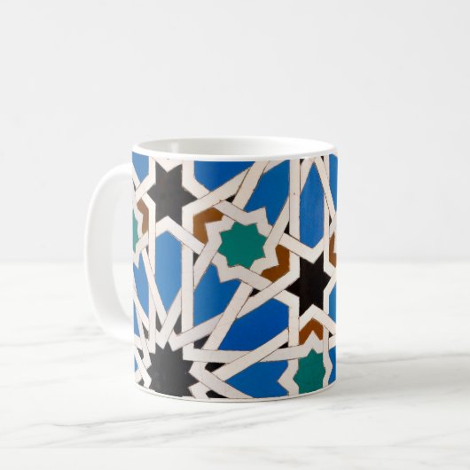 Blaue Morrokanische Mosaikfisch-Tasse Kaffeetasse (Vorderseite Links)