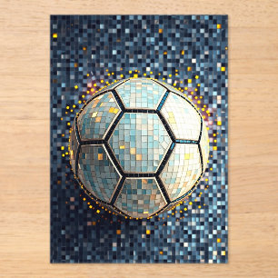 Blaue Mosaik-Fußball-Abstrakte Kunst Weltmeistersc Acryleinladungen