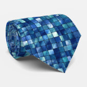 Blaue Mosaik-Hals-Krawatte Krawatte (Gerollt)