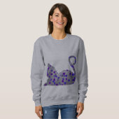 Blaue Mosaik-Katzen-Damenbekleidung Sweatshirt (Vorne ganz)