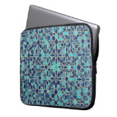 blaue Mosaik Laptopschutzhülle (Vorderseite Links)