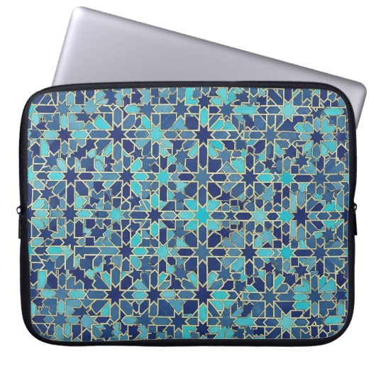 blaue Mosaik Laptopschutzhülle (Vorderseite)