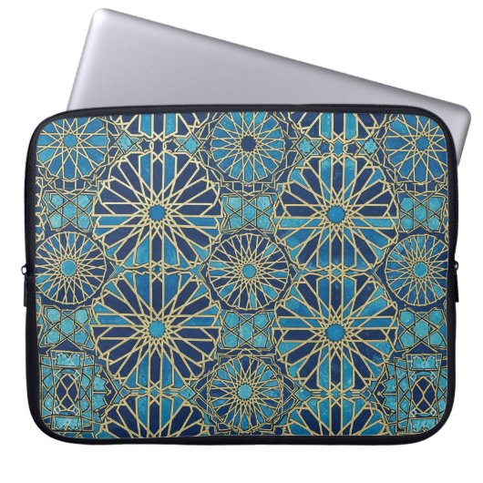 blaue Mosaik Laptopschutzhülle (Vorderseite)