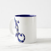 Blaue Mosaik-Mustergecko-Eidechsen-Reptil-Kunst Zweifarbige Tasse (Vorderseite Links)