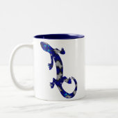 Blaue Mosaik-Mustergecko-Eidechsen-Reptil-Kunst Zweifarbige Tasse (Links)