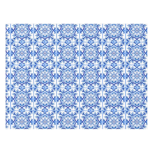 Blaue Mosaike italienische barocke Kunst Tischdecke (Vorderseite (Horizontal))
