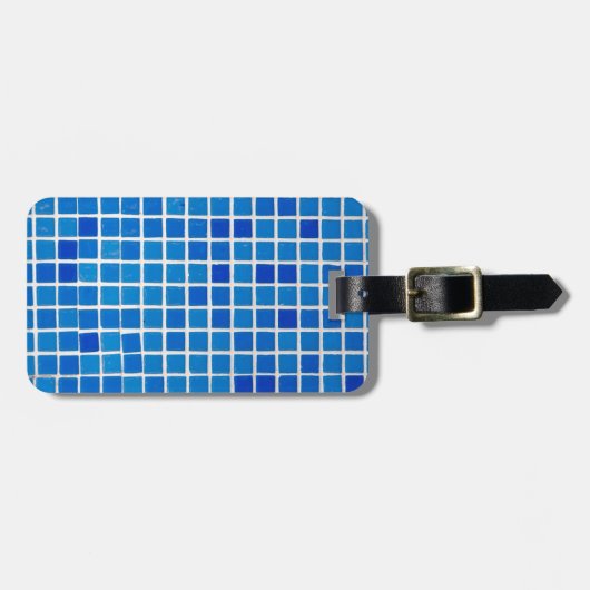 Blaue Mosaikfliese Gepäckanhänger (Vorderseite horizontal)