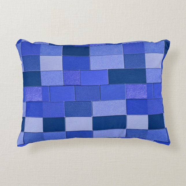 Blaue Mosaikfliesen Dekokissen (Vorderseite)