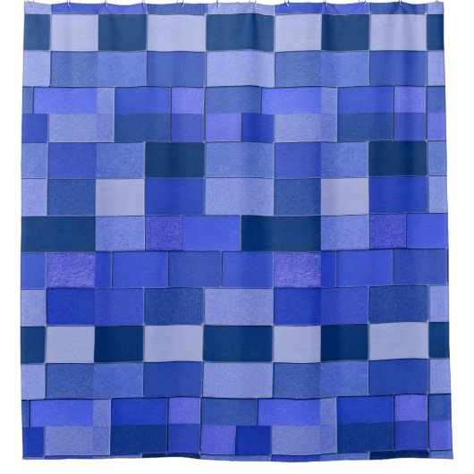 Blaue Mosaikfliesen Duschvorhang (Vorderseite)