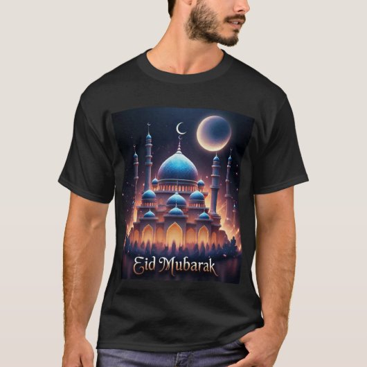 Blaue Moschee Eid Mubarak T - Shirt für Männer (Vorderseite)
