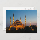 Blaue Moschee in der Dämmerung Postkarte (Vorne/Hinten)