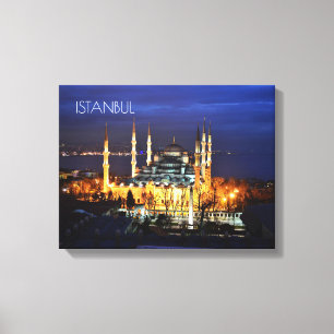 Blaue Moschee Istanbul Nachtansicht Landschaft Tür Leinwanddruck