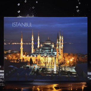 Blaue Moschee Istanbul Nachtansicht Landschaft Tür Postkarte