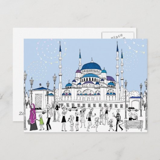 Blaue Moschee Postkarte (Vorne/Hinten)