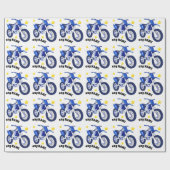 Blaue Motorrad- und individuelle Nachrichteneinwic Geschenkpapier (Flach)