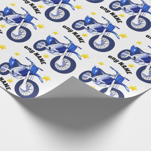Blaue Motorrad- und individuelle Nachrichteneinwic Geschenkpapier (Ecke)