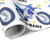 Blaue Motorrad- und individuelle Nachrichteneinwic Geschenkpapier (Rolleneckpunkt)