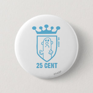 Blaue Mr. Mean-Krone und -Wappen Button