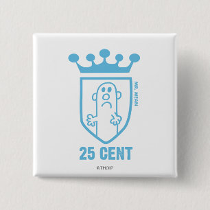 Blaue Mr. Mean-Krone und -Wappen Button
