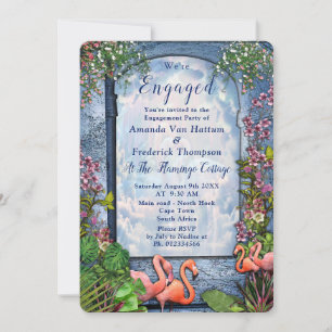 Blaue Murmel & Rosa Flamingos Einladung