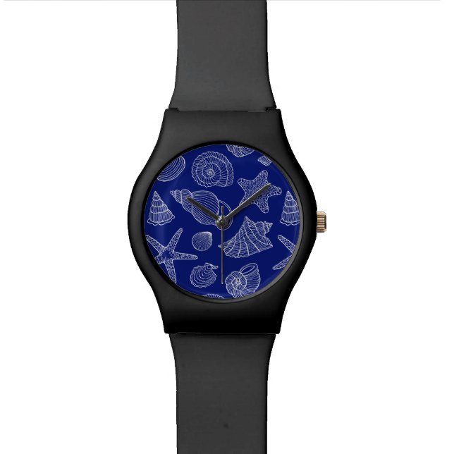 Blaue Muschel Armbanduhr (Nahaufnahme)