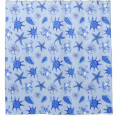 Blaue Muschel Duschvorhang (Vorderseite)