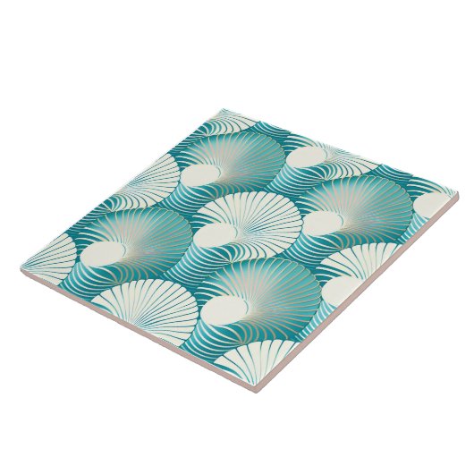 Blaue Muschel Fliese (Seite)