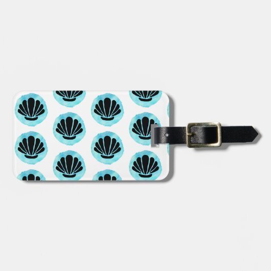 Blaue Muschel Gepäckanhänger (Vorderseite horizontal)