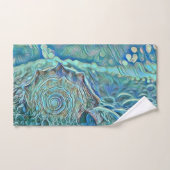 Blaue Muschel in schäumender Meeresmalerei Badhandtuch Set (Handtuch)