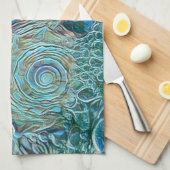 Blaue Muschel in schäumender Meeresmalerei Geschirrtuch (Viertel Falte)