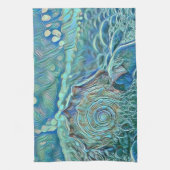 Blaue Muschel in schäumender Meeresmalerei Geschirrtuch (Vertikal)