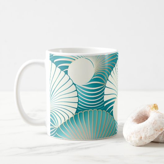Blaue Muschel Kaffeetasse (Mit Donut)