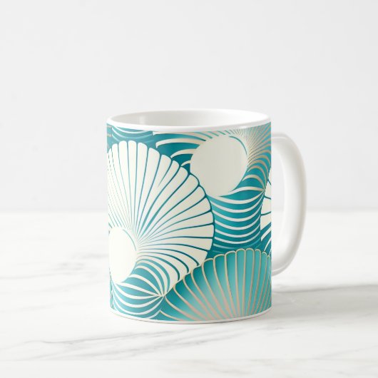 Blaue Muschel Kaffeetasse (VorderseiteRechts)