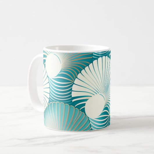 Blaue Muschel Kaffeetasse (Vorderseite Links)