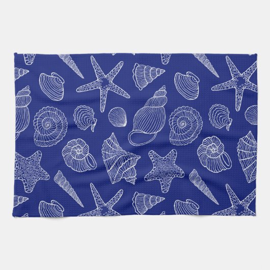 Blaue Muschel Küchentuch (Horizontal)